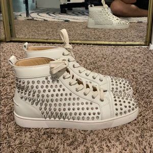 Christian Louboutin White Louis Spikes Sneakers